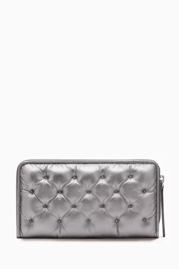 Glam Slam Embroidered Wallet in Metallic Leather