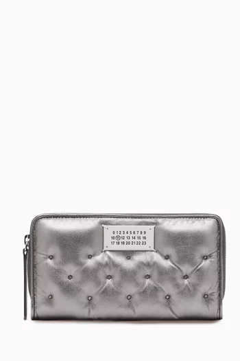 Glam Slam Embroidered Wallet in Metallic Leather