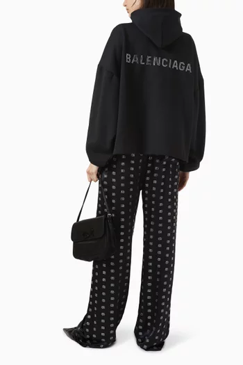 Rhinestone-logo Hoodie in Cotton