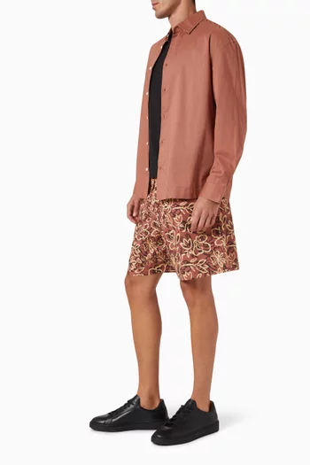 Printed Drawstring Shorts in Cotton