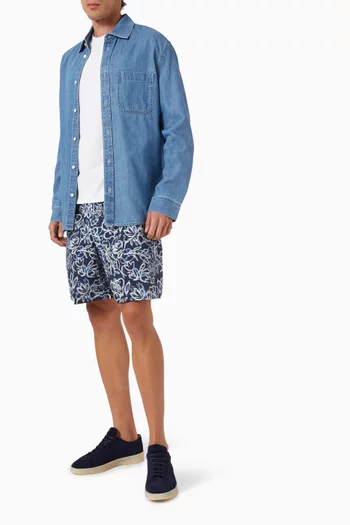 Printed Drawstring Shorts in Cotton