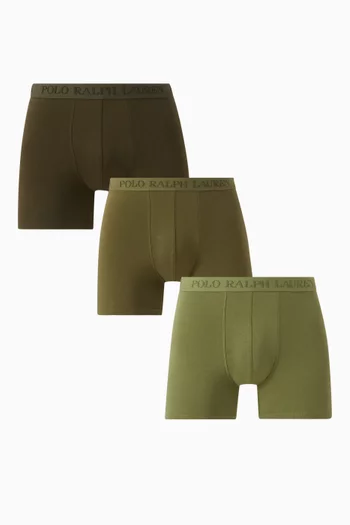 Logo Boxer Briefs in Stretch Cotton, Set of 3