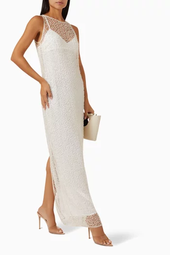 فستان كايا طويل مطرز بالخرز