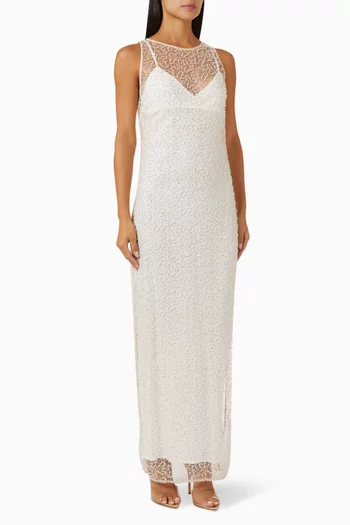 فستان كايا طويل مطرز بالخرز