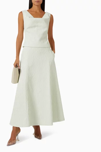 بلوزة سكارلت مجعدة مزيج قطن