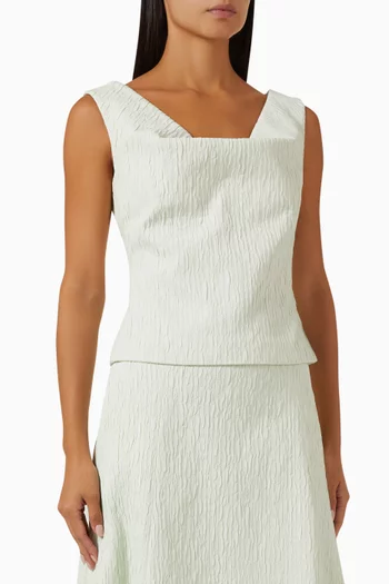 بلوزة سكارلت مجعدة مزيج قطن