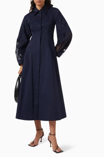 Frida Midi Dress in Cotton Satin