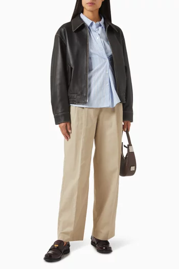 Double Pleated Chino Slacks in Cotton-blend