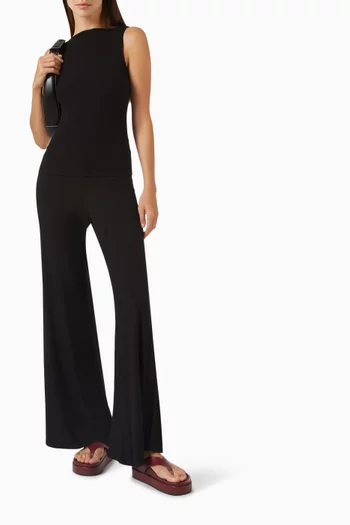 Bias Flared Pants in Silk-knit