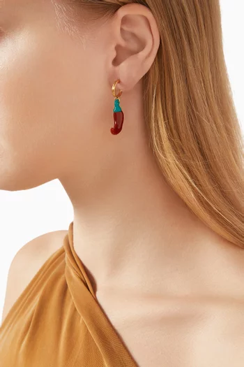 Mini Chili Hoop Earrings in 22kt Gold-plated Brass
