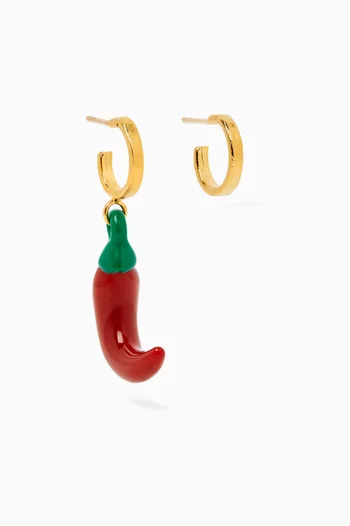 Mini Chili Hoop Earrings in 22kt Gold-plated Brass