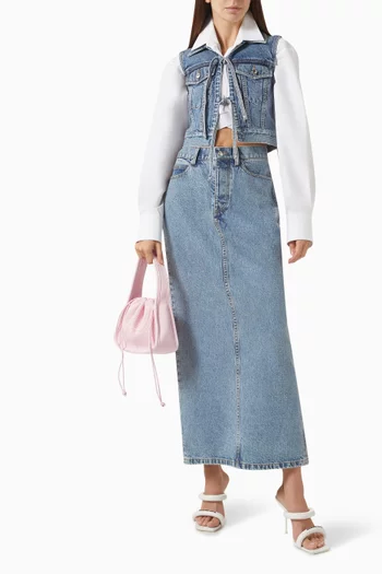 Embellished Tie-front Vest in Denim