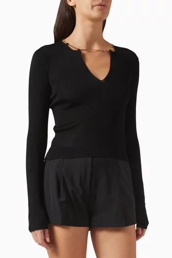 Logo Nameplate Cropped Top in Viscose-knit