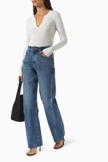 Logo Nameplate Cropped Top in Viscose-knit