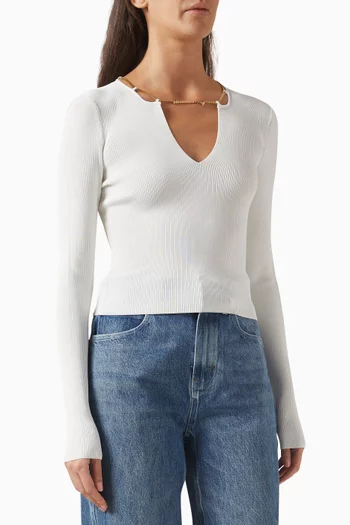 Logo Nameplate Cropped Top in Viscose-knit