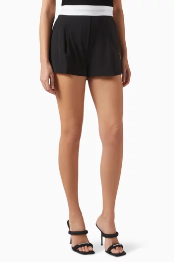 Logo-waistband Pleated Shorts