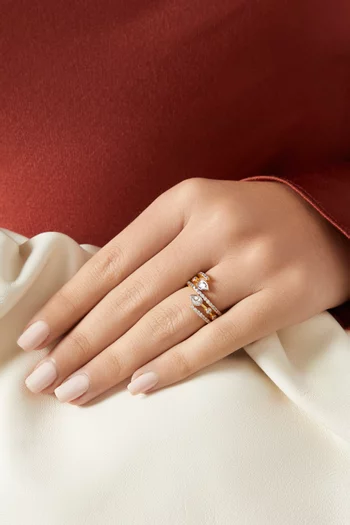 خاتم مرصع بأحجار زركونيا فضة إسترلينية مطلية ذهب عيار 24