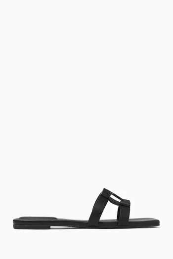 Monogram Flat Sandals in Leather