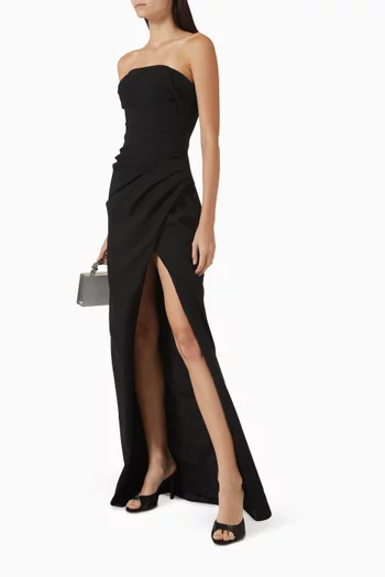Delaris Gathered Gown in Crepe