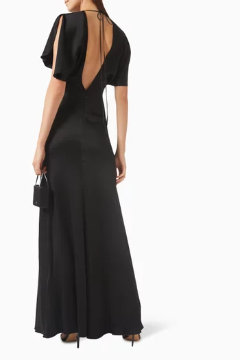 Gathered-waist Gown in Crepe-satin