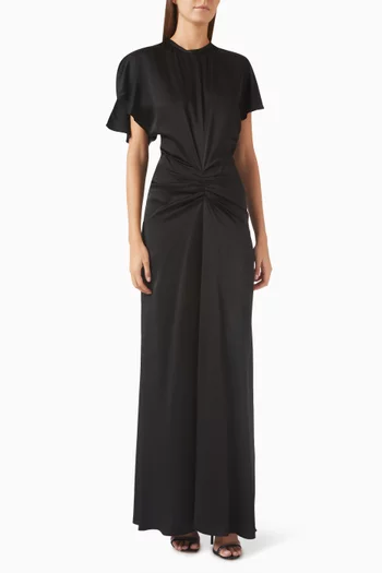 Gathered-waist Gown in Crepe-satin
