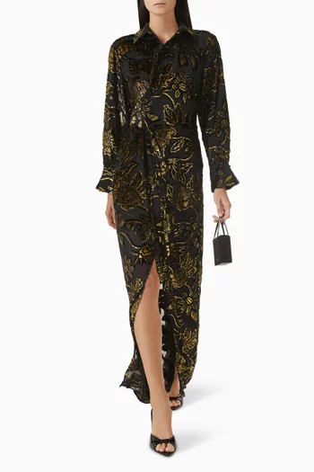 Marzia Draped-front Gown in Rayon Blend