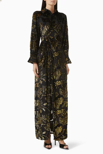 Marzia Draped-front Gown in Rayon Blend