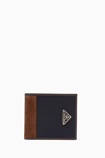 Logo-applique Bifold Wallet in Suede and Re-Nylon