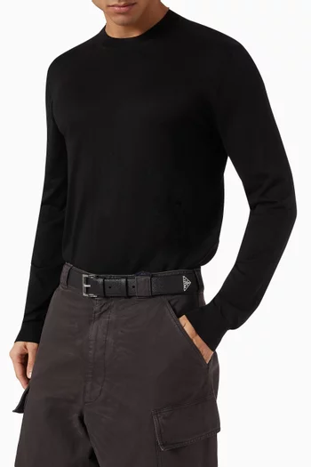 Triangle Logo Belt in Saffiano Leather