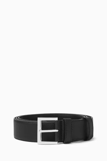 Triangle Logo Belt in Saffiano Leather