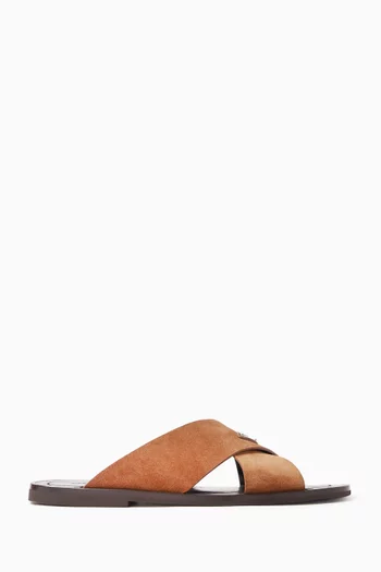 Triangle Logo Slides in Suede