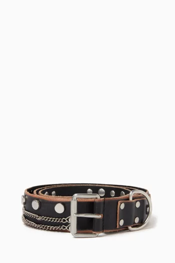 Stud-embellished Belt in Calfskin
