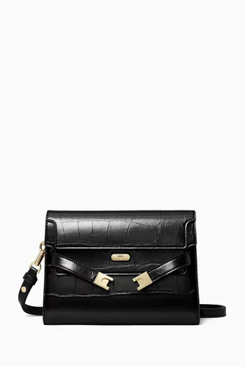 Lee Radziwill Shoulder Bag in Croc-embossed Leather