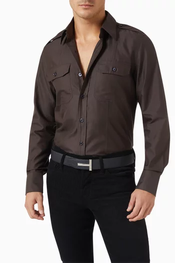 T-buckle Reversible Belt in Calf Leather