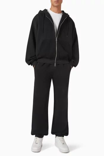 Distressed Pocket Zip Hoodie in Cotton-fleece
