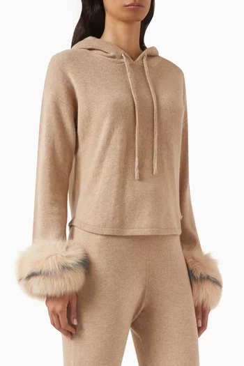Fox Fur Hoodie in Wool-blend