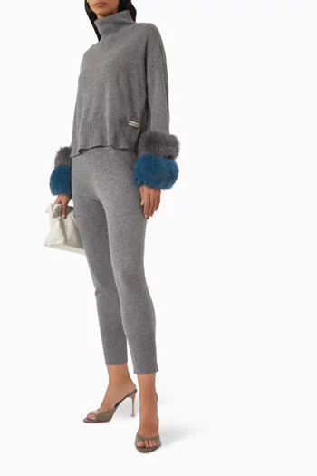 Fox Fur Cropped Sweater in Wool-blend