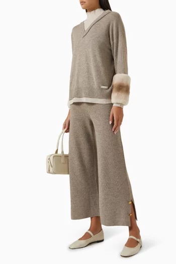 V-neck Cuff Sweater in Wool-cashmere
