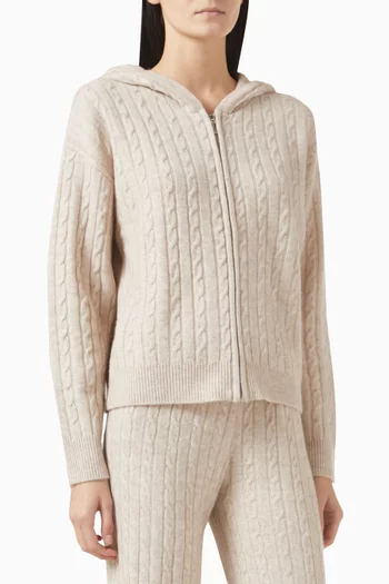 Zip-up Cardigan in Cable-knit