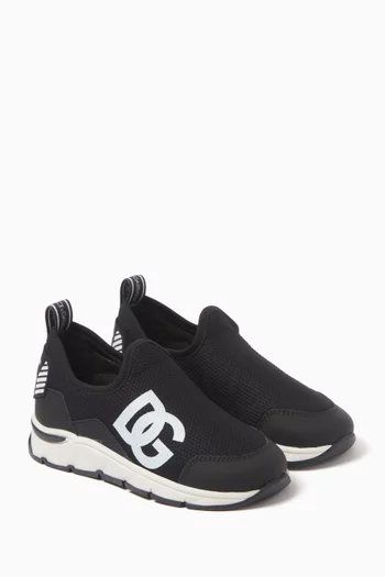 Logo-print Sneakers in Mesh & Leather