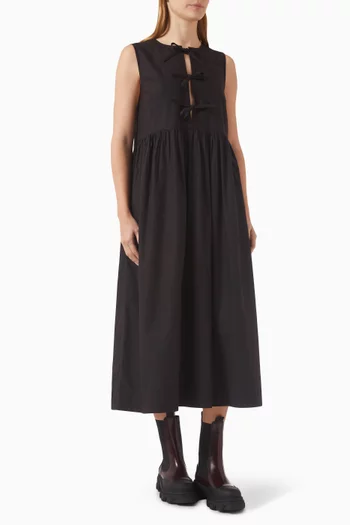 Tie String Midi Dress in Cotton-poplin