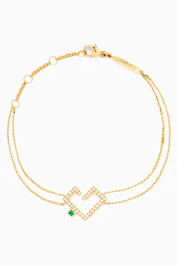 Small Hubb Diamond & Emerald Bracelet in 18kt Gold