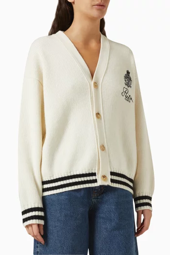Ritz Embroidered-logo Cardigan in Cashmere