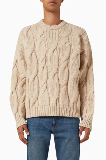 Chunky Cable Sweater in Wool Knit