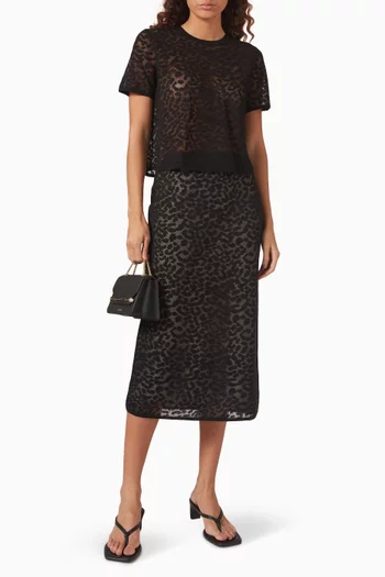 Leopard Lace Midi Skirt