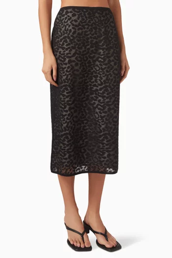 Leopard Lace Midi Skirt