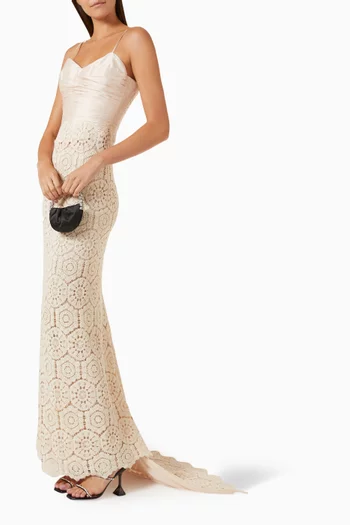 Twilight Tulle Maxi Dress in Taffeta & Crochet