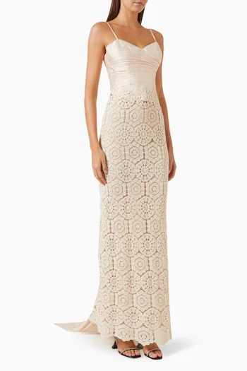 Twilight Tulle Maxi Dress in Taffeta & Crochet
