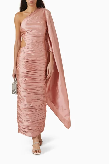 Echoes Ethereal Draped Maxi Dress in Taffeta