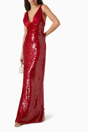 Aura Alchemy Sequinned Dress in Satin